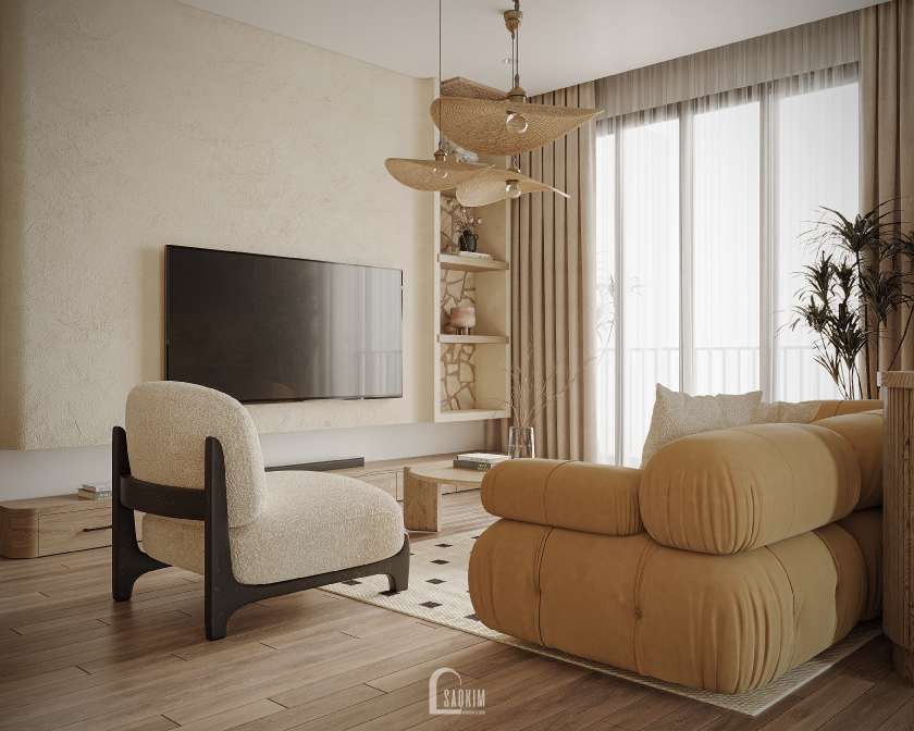 Không gian thiết kế nội thất phòng khách đẹp tại chung cư The Zurich